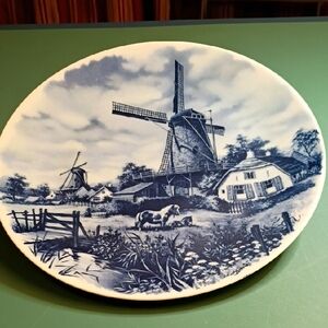Delft-Blaun Holland Blue & White Hand Decorated Windmill Plate
